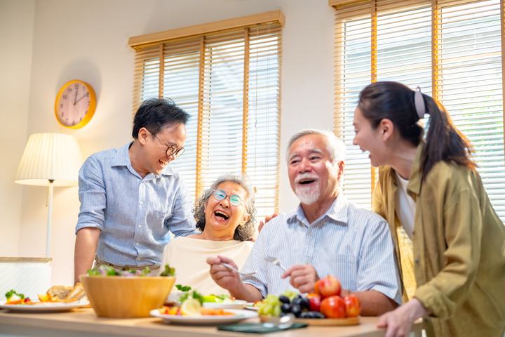 Three generations of a family at home